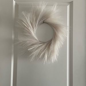 Door wreath made of faux pampas grass